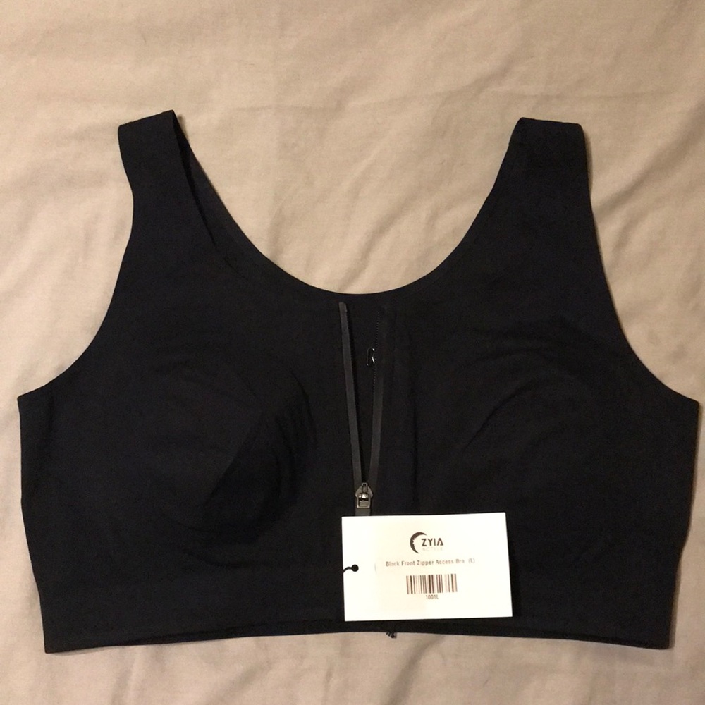 Zyia Black Front Zipper Access Bra
